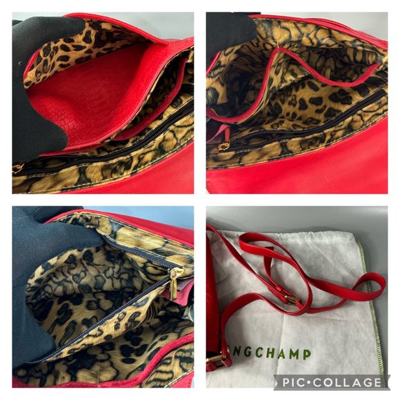 Longchamp Gatsby Python Embossed Leather Shoulder Bag in Red - Picture 12 of 14